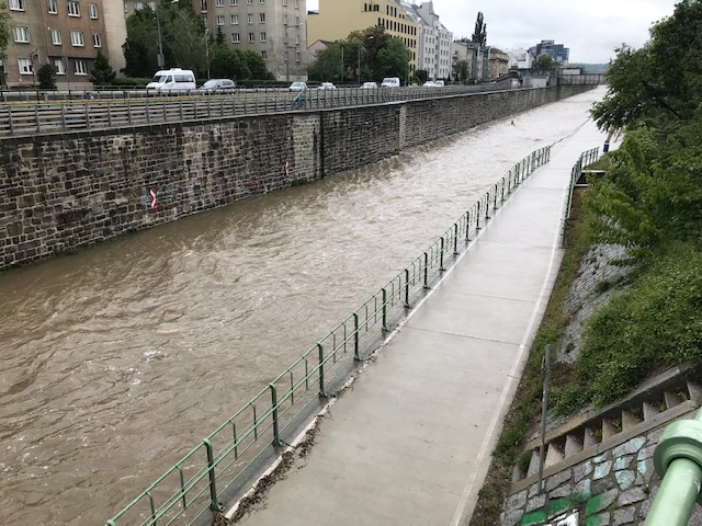 Wienfluss bei einem Hochwasserereignis